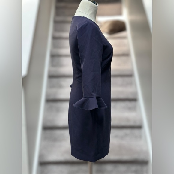 Likely Bedford Navy Ruffle Sleeve Bodycon Dress Women’s 6 Cocktail Party Wedding - Picture 4 of 10
